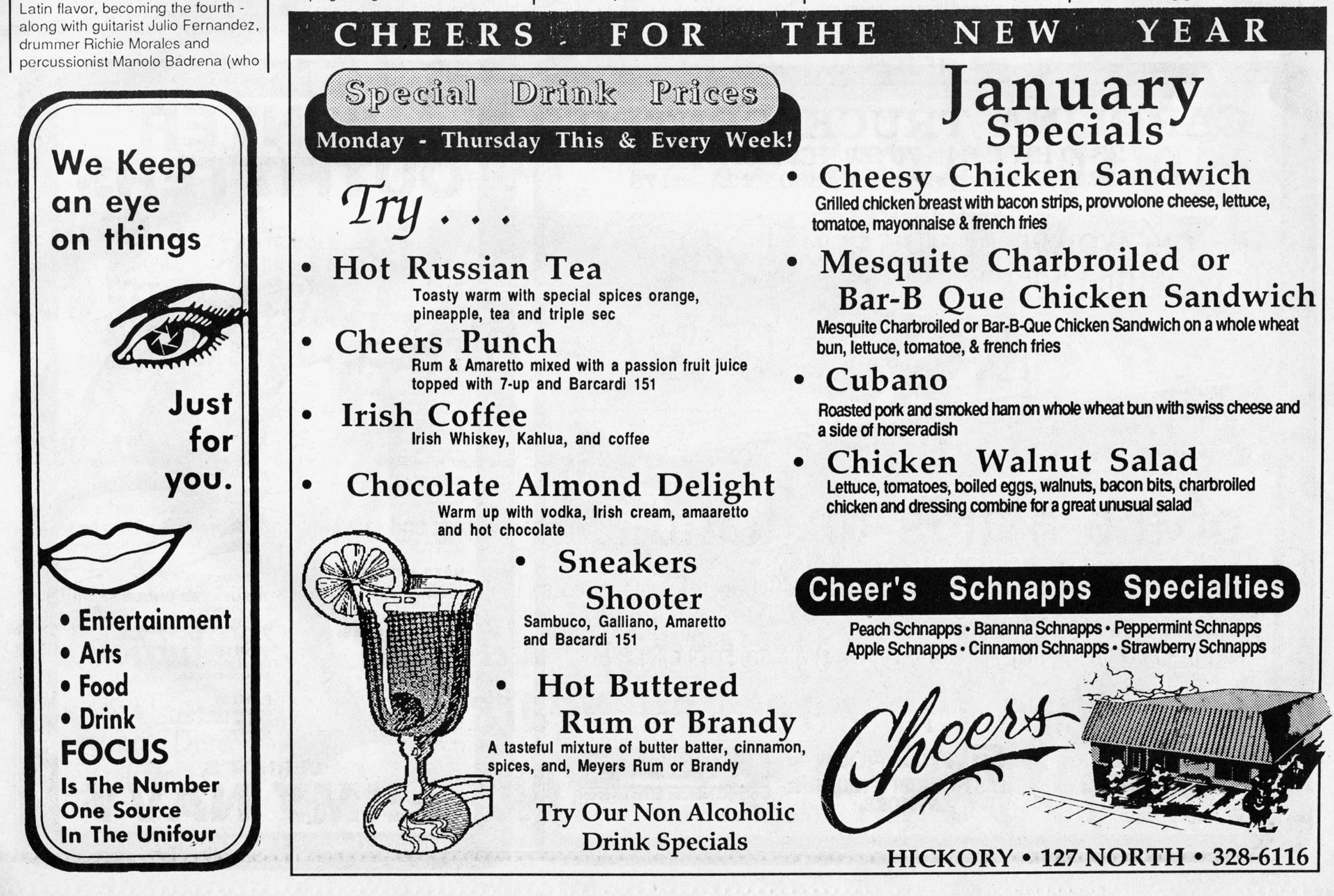 Advertisement for Cheers published January 7, 1988.