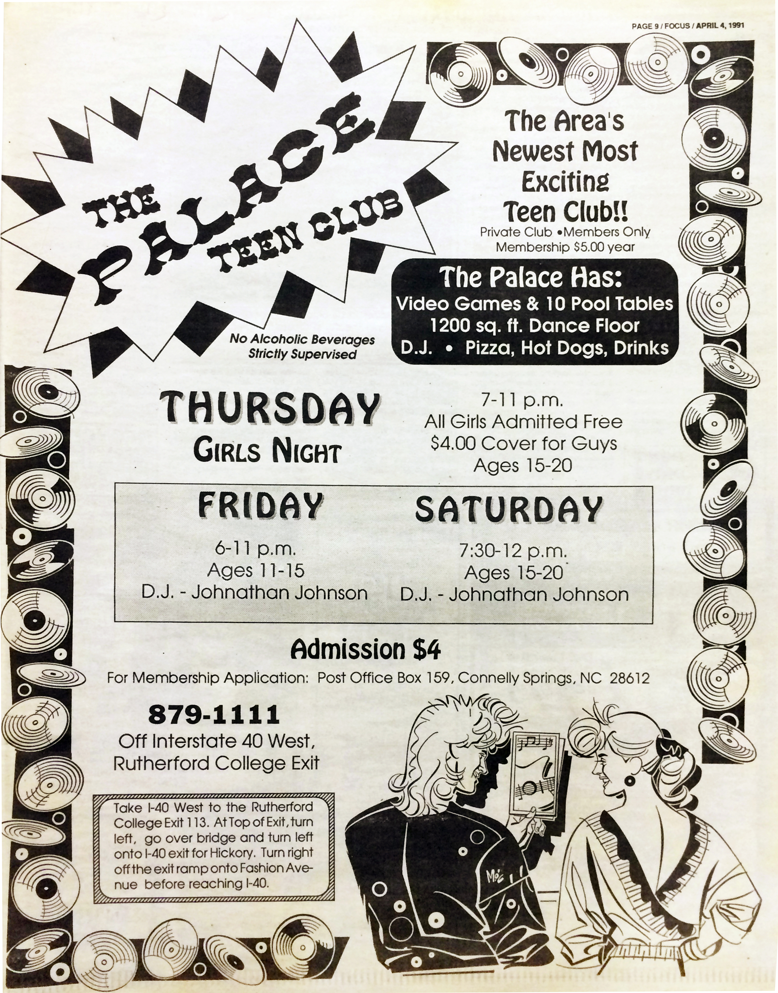 Advertisement for The Palace published April 4, 1991.