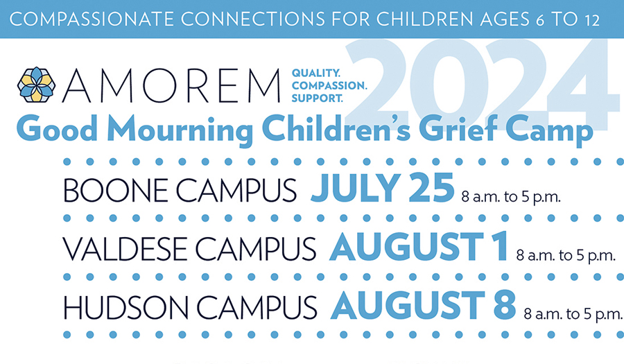 AMOREM Offers Children’s Good Mourning Grief Camp In Boone, Valdese, And Hudson