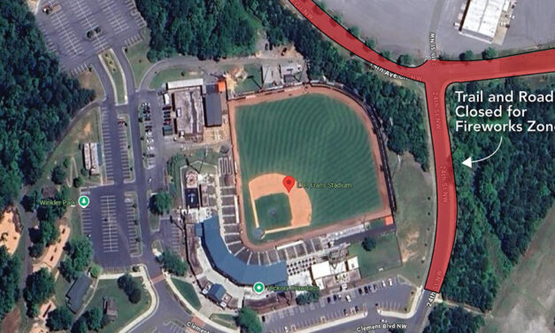 Trail, Street Closures For  Hickory Crawdads Fireworks