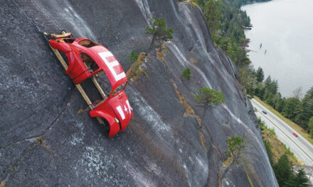 Car Shell Suspended On Rock Face Above British Columbia Highway In Apparent Prank
