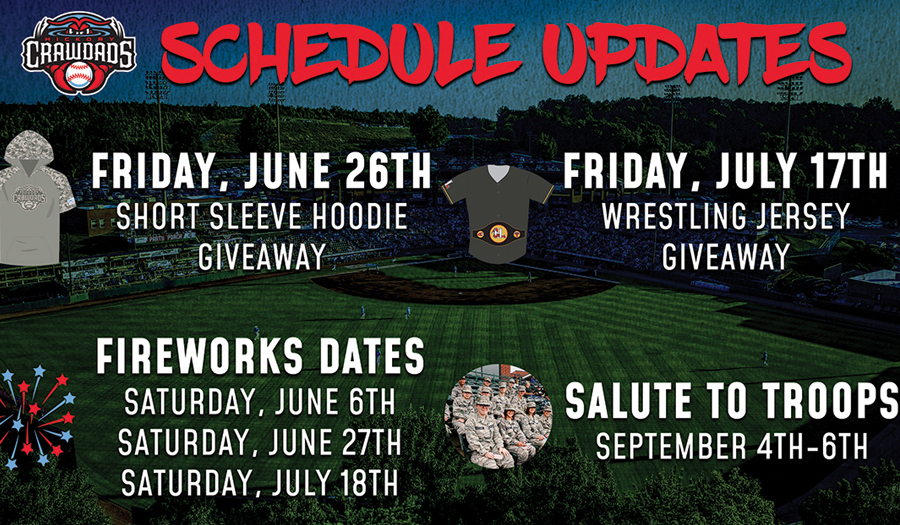 Hickory Crawdads Set  Rescheduled Promo Dates